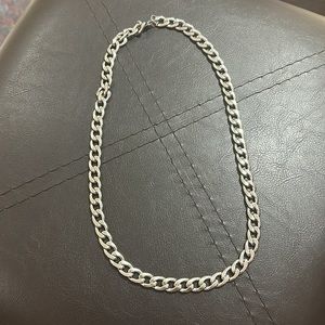 Stainless Steal Cuban Link Chain Necklace Silver Color